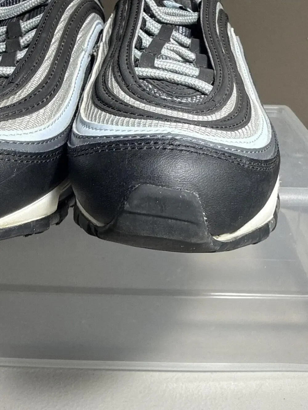 Nike Air Max 97 Black/White/Signal Light Blue Athletic Shoes 5Y‎ Excellent NICE